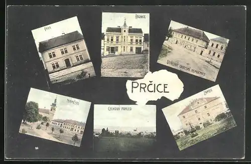 AK Prcice, Celkovy pohled, Radnice, Zamek