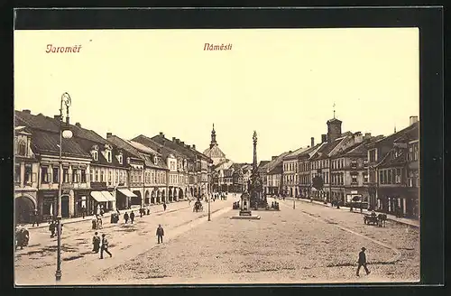 Lithographie Josefstadt / Josefov / Jaromer, Namesti, Dreifaltigkeitssäule