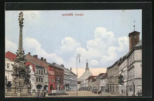 AK Josefstadt / Josefov / Jaromer, Namesti, Dreifaltigkeitssäule