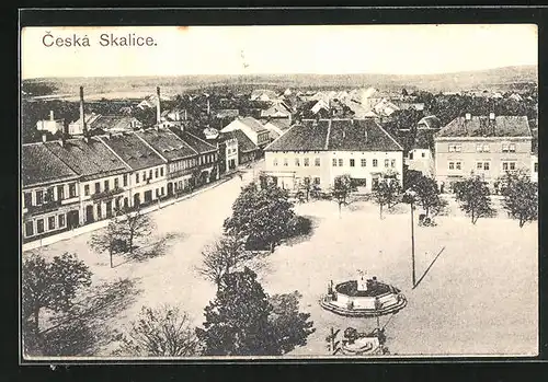 AK Ceska Skalice, Namesti, Brunnen auf dem Markt