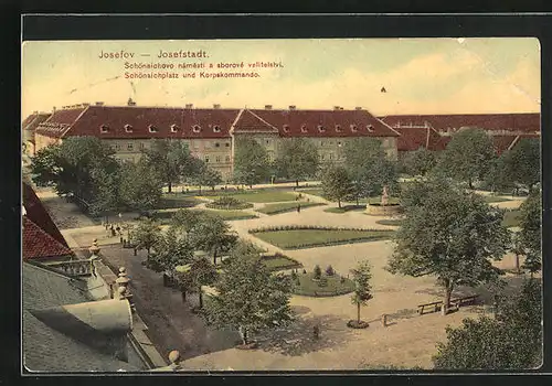 AK Josefstadt / Josefov / Jaromer, Schönaichplatz und Korpskommando