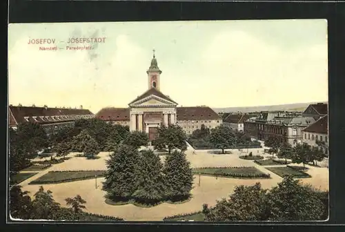 AK Josefstadt / Josefov / Jaromer, Paradeplatz am Rathaus