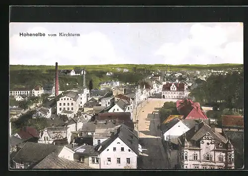 AK Hohenelbe / Vrchlabi, Hauptstrasse vom Kirchturm aus gesehen