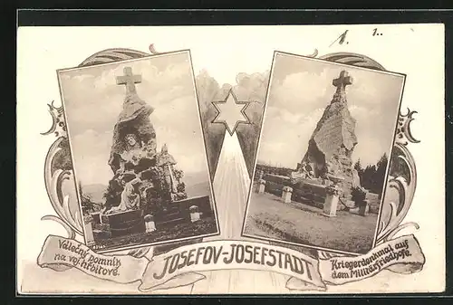 AK Josefstadt / Josefov / Jaromer, Kriegerdenkmal auf Militärfriedhof