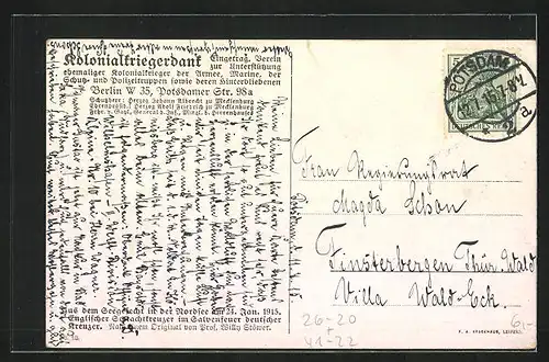 Künstler-AK Willy Stöwer: Seegefecht in der Nordsee 1915, engl. Schlachtkreuzer