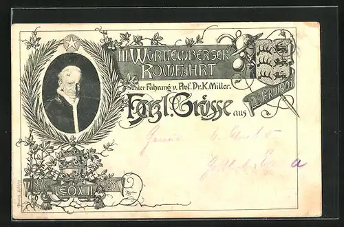 AK III. Württemberger Romfahrt Ostern 1903, Papst Leo XIII.
