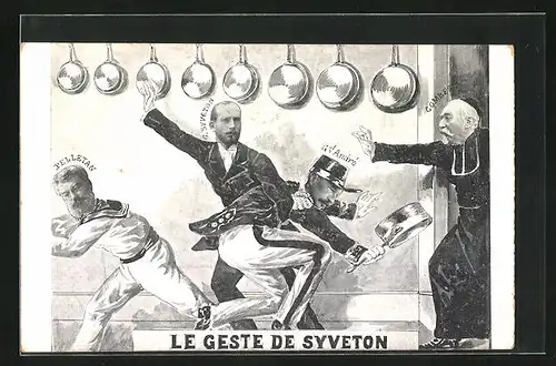 AK Le Geste de Syveton, Französische Karikatur