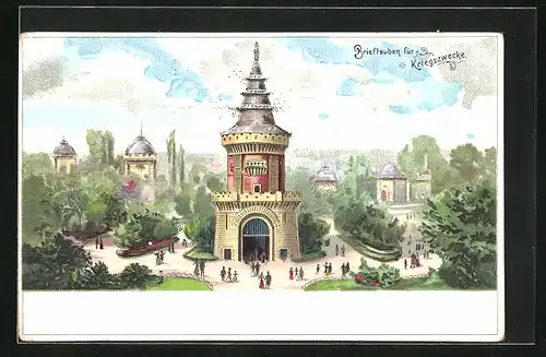 Lithographie Brieftauben für Kriegszwecke, Feldpost