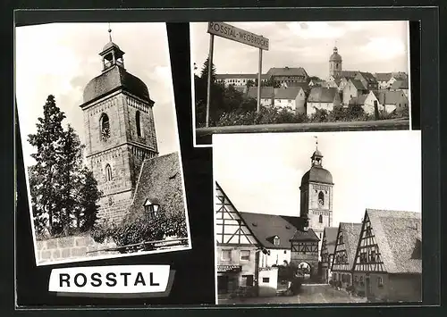 AK Rosstal, Turm, Teilansicht mit Kirche, Tor