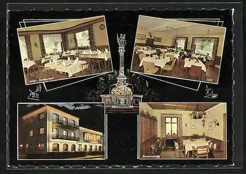 AK Miltenberg am Main, Hotel-Café Schönenbrunnen, Innenansichten Café und Bauernstube