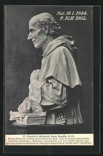 AK Bronzebüste P. Friedrich Heinrich Suso Denfile O. Pr.