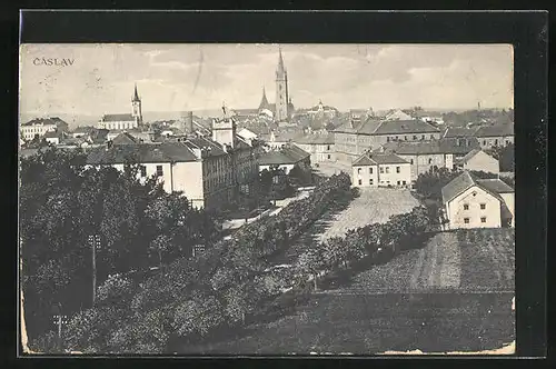 AK Tschaslau / Caslav, Stadtpark, Kirche