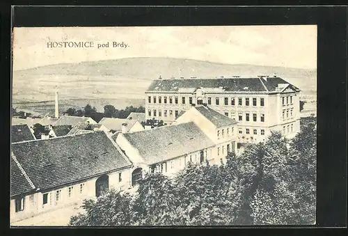 AK Hostomice pod Brdy, Hauptstrasse am Park
