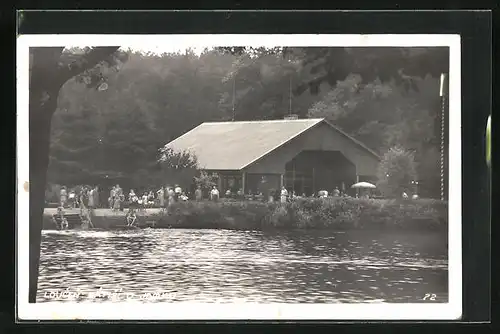 Foto-AK Loucen, Gasthaus am Badesee