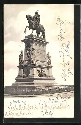 AK Bad Podiebrad / Podebrady, Pomnik krale Jiriho