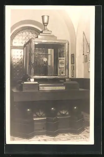 AK Tschaslau / Caslav, Telesne pozustatky Jana Zizky z Trocnova, nalezene 1910 v chramu sv. Petra a Pavla