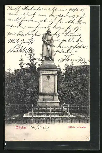 AK Tschaslau / Caslav, Zizkuv pomknik