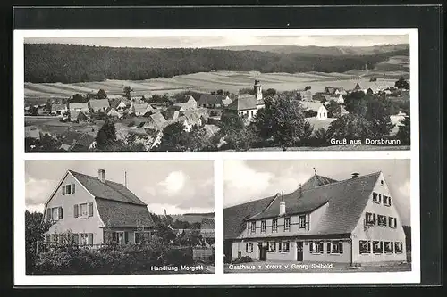 AK Dorsbrunn, Gasthaus zum Kreuz, Handlung Morgott, Gesamtansicht