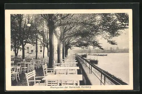 AK Homberg, Cafe Rheingarten am Fluss