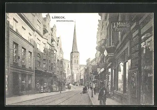 AK Lübeck, Breitestrasse mit Geschäften