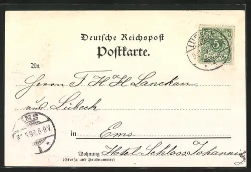 AK Padelügge, Gebäudeansicht, Waldpartie, Uferpartie mit Boot