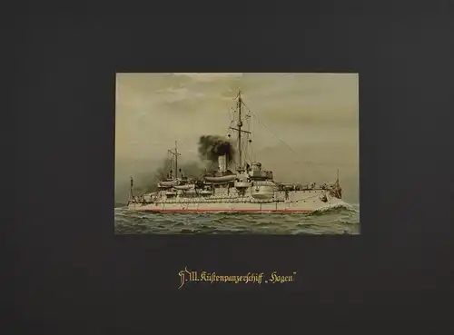 Lithographie SM Küstenpanzerschiff Hagen, nach Heinrich Graf aus Deutschland zur See um 1912, 34.5 x 45.5cm