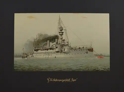 Lithographie SM Küstenpanzerschiff Ägir, nach Heinrich Graf aus Deutschland zur See um 1912, 34.5 x 45.5cm