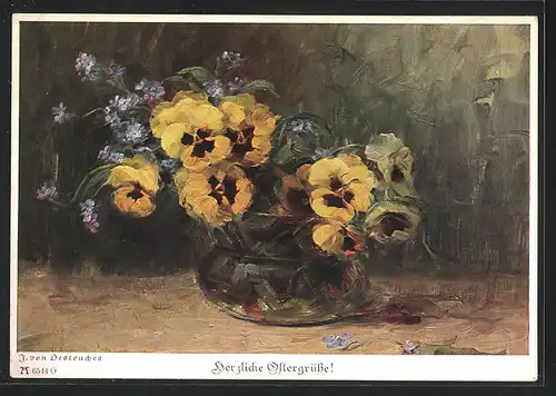 Künstler-AK Ostergruss, mit Autograph von Prinzessin Elvira von Bayern