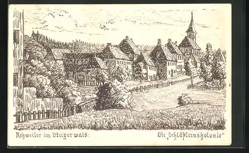 Künstler-AK Rehweiler im Steigerwald, Die Schlössleinskolonie