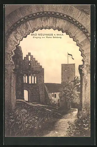 AK Bad Neuhaus /Saale, Eingang zur Ruine Salzburg