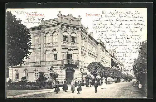 AK Franzensbad, Hotel Kaiserhof in der Parkstrasse