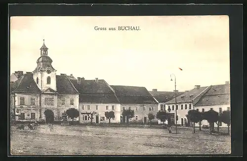 AK Buchau, Marktplatz mit Rathaus