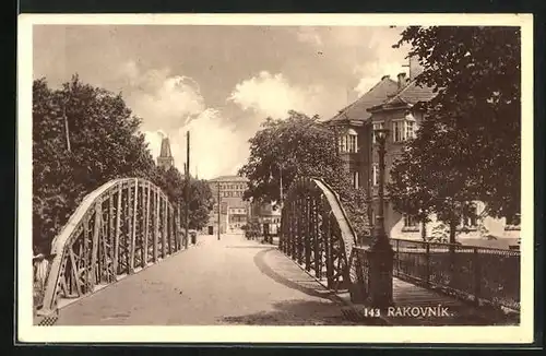 AK Rakovnik, Strassenpartie mit Brücke