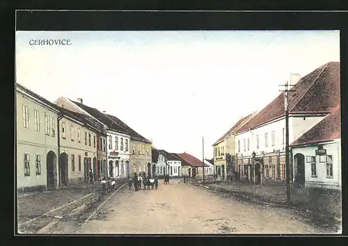 AK Cerhovice, Hauptstrasse im Ort