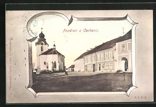 AK Cerhovice, Marktplatz an der Kirche