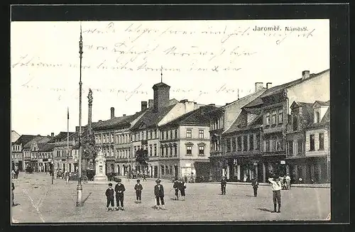 AK Josefstadt / Josefov / Jaromer, Namesti, Dreifaltigkeitssäule