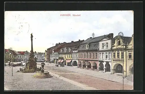 AK Josefstadt / Josefov / Jaromer, Namestí, Kasna, Dreifaltigkeitssäule