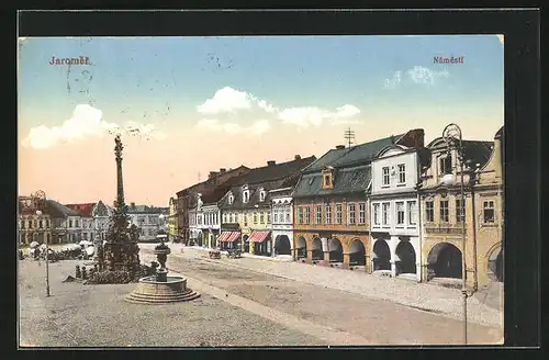 AK Josefstadt / Josefov / Jaromer, Namesti, Kasna, Dreifaltigkeitssäule