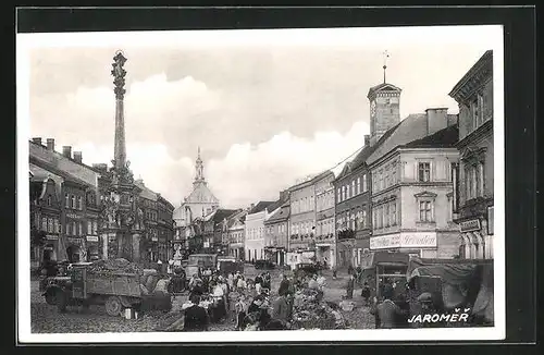 AK Josefstadt / Josefov / Jaromer, Geschäftiges Treiben auf dem Markt