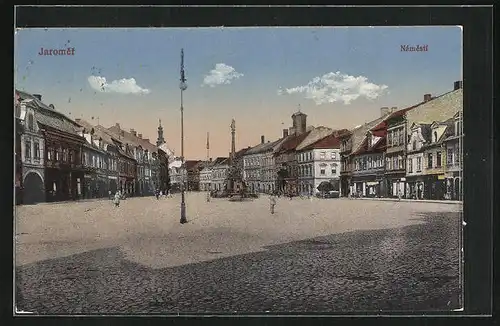 AK Josefstadt / Josefov / Jaromer, Dreifaltigkeitssäule auf dem Markt, Namesti