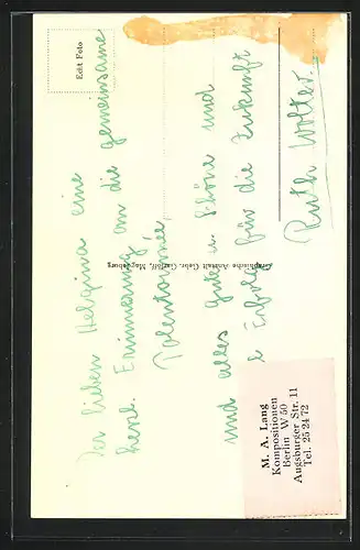AK Schauspielerin Ruth Wolter mit Locken, Autograph