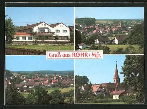 AK Rohr /Mfr., Gasthof Böhm, Totalansicht, Ortspartie mit Kirche