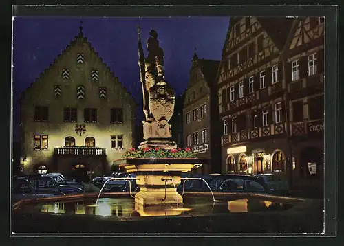 AK Bad Mergentheim, Marktplatz bei Nacht