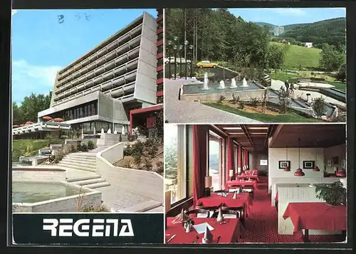 AK Bad Brückenau /Sinntal, Regena-Kursanatorium, Innenansicht, Springbrunnen