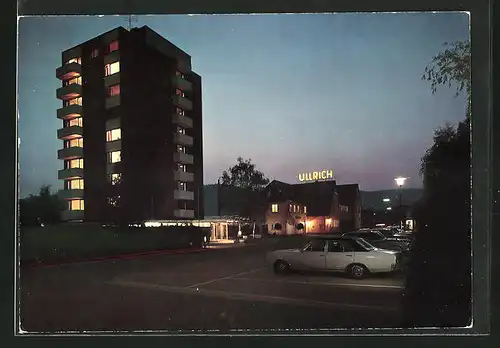 AK Elfershausen, Hotel Ullrich bei Nacht
