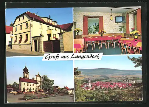 AK Langendorf, Gasthaus zum Adler, Innenansicht, Kirche