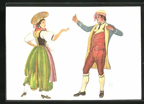 Künstler-AK sign. E. Biéler: Vevey, Fete des Vignerons 1927, Canton de Thurgovie