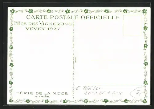Künstler-AK sign. E. Biéler: Vevey, Fete des Vignerons 1927, Le Bapteme