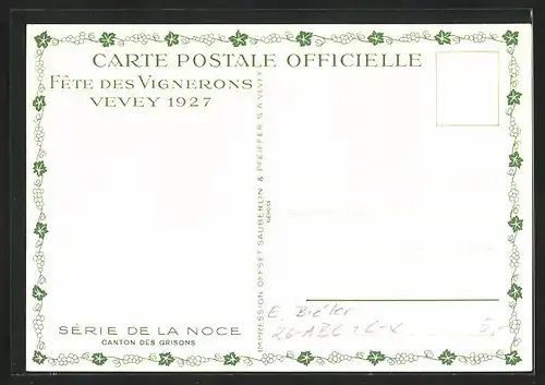 Künstler-AK sign. E. Biéler: Vevey, Fete des Vignerons 1927, Canton des Grisons