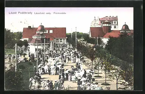 AK Bad Podiebrad / Podebrady, Lázenské sady, Promenáda